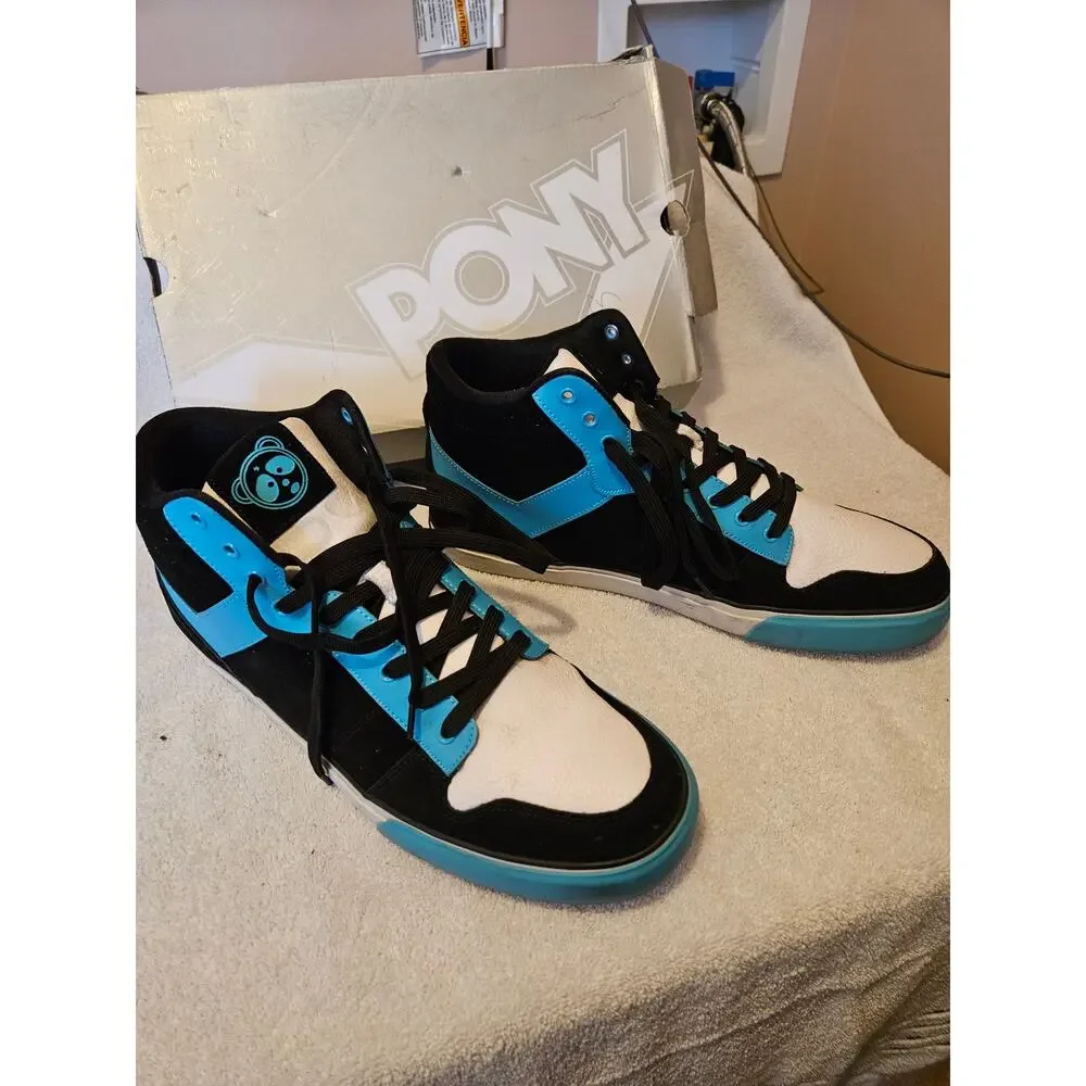 PONY Signature Black Teal White Mens Size 14 ML060BXW Retro Sneakers